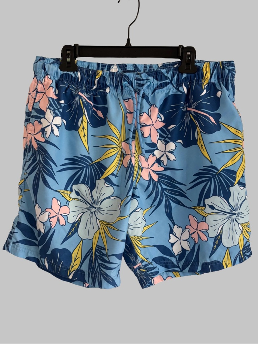 George Light Blue Floral Swim Trunks with Pink & Yellow Accents